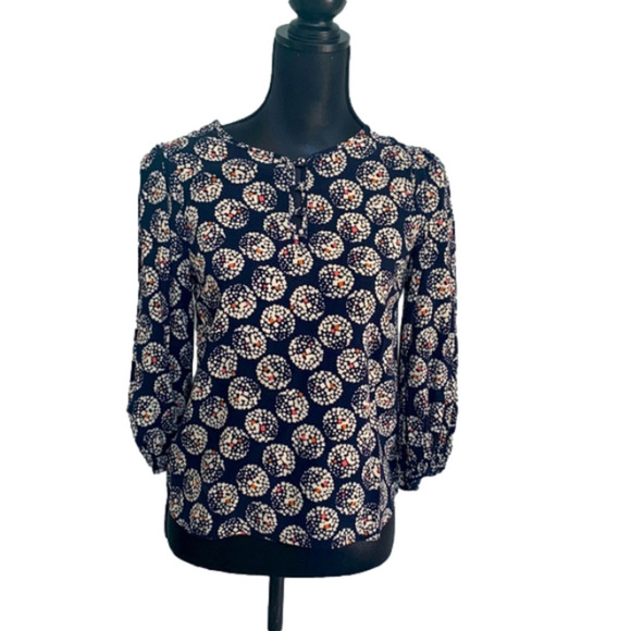 Anthropologie Maeve Geometric Blouson Abstract Blouse Top Size 4 - Picture 1 of 6